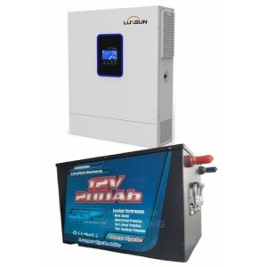 LUXSUN 2KVA HYBRID INVERTER WITH 2.4KWH 200AH 12V LITHIUM BATTRY SOLAR